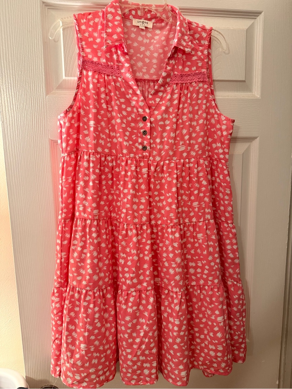 Umgee Pink and Cream Abstract Print Dress